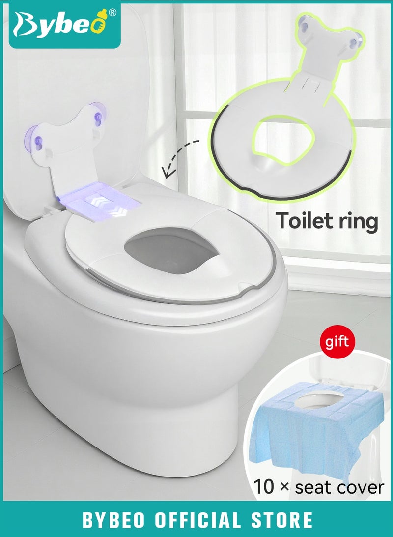 Bybeo Baby Potty Training Seat for Toddlers, Kids Toilet Seat with 10 PCS Toilet Seats Covers, Portable Travel Potty Seat with Adjustable Retainer for Boys and Girls - Image 1